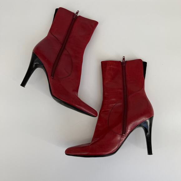 Nine West Womens Ankle Boots Leather Vintage Zip Pointed Toe Y2K 90s Size 9M - Picture 2 of 8